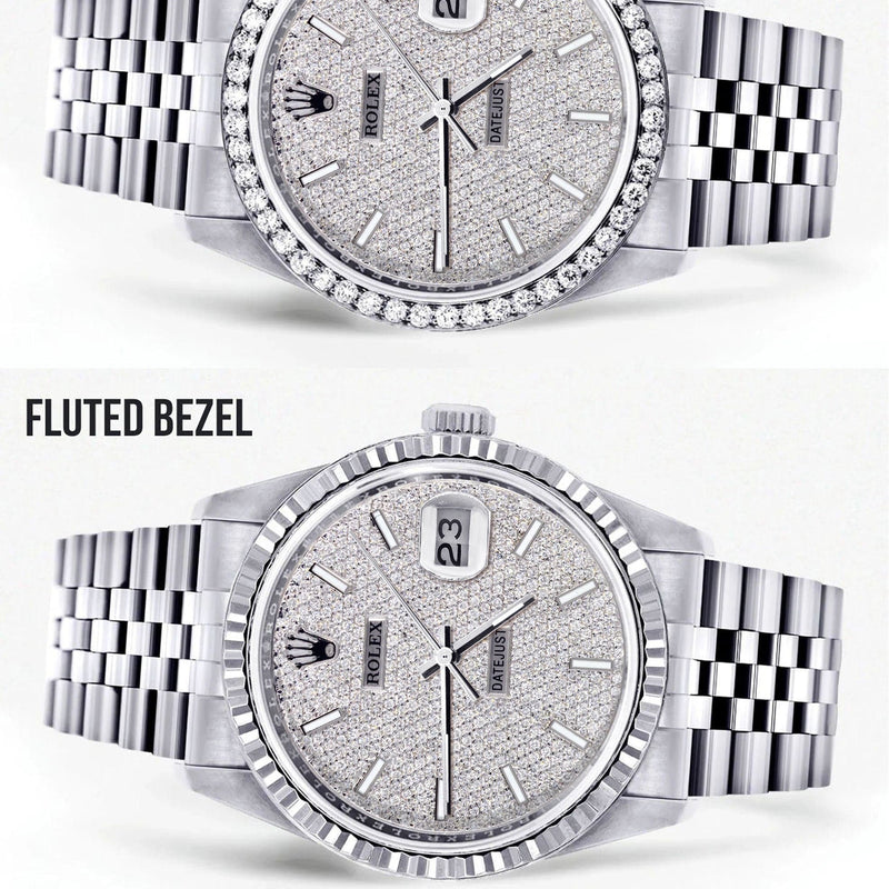 Diamond Mens Rolex Datejust Watch 16200  | 36MM | Full Diamond Dial | Jubilee Band