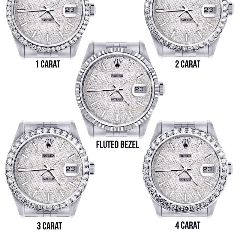 Diamond Mens Rolex Datejust Watch 16200  | 36MM | Full Diamond Dial | Jubilee Band