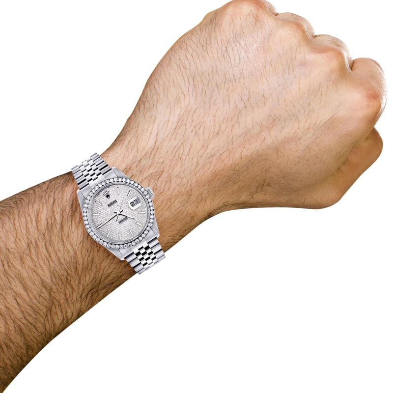 Diamond Mens Rolex Datejust Watch 16200  | 36MM | Full Diamond Dial | Jubilee Band