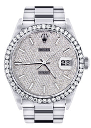Diamond Mens Rolex Datejust Watch 16200  | 36MM | Full Diamond Dial | Oyster Band