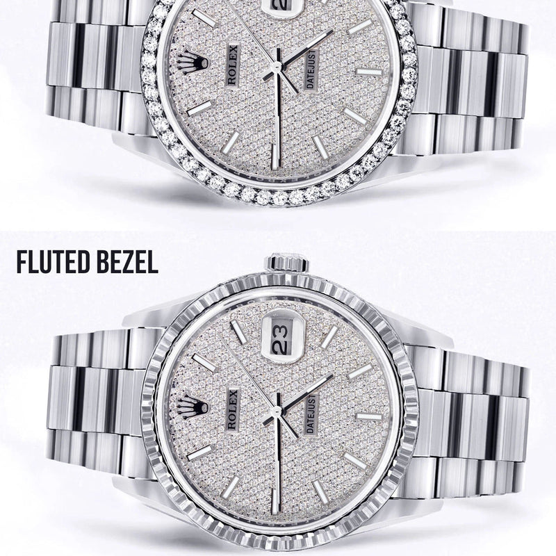 Diamond Mens Rolex Datejust Watch 16200  | 36MM | Full Diamond Dial | Oyster Band