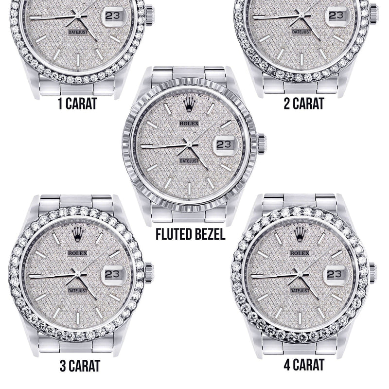 Diamond Mens Rolex Datejust Watch 16200  | 36MM | Full Diamond Dial | Oyster Band