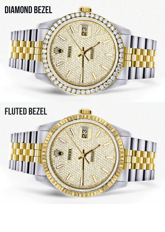 Diamond Gold Rolex Watch For Men 16233 | 36MM | Full Diamond Dial | Jubilee Band