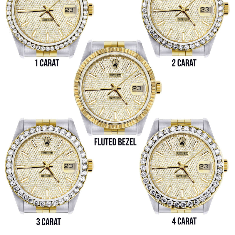 Diamond Gold Rolex Watch For Men 16233 | 36MM | Full Diamond Dial | Jubilee Band
