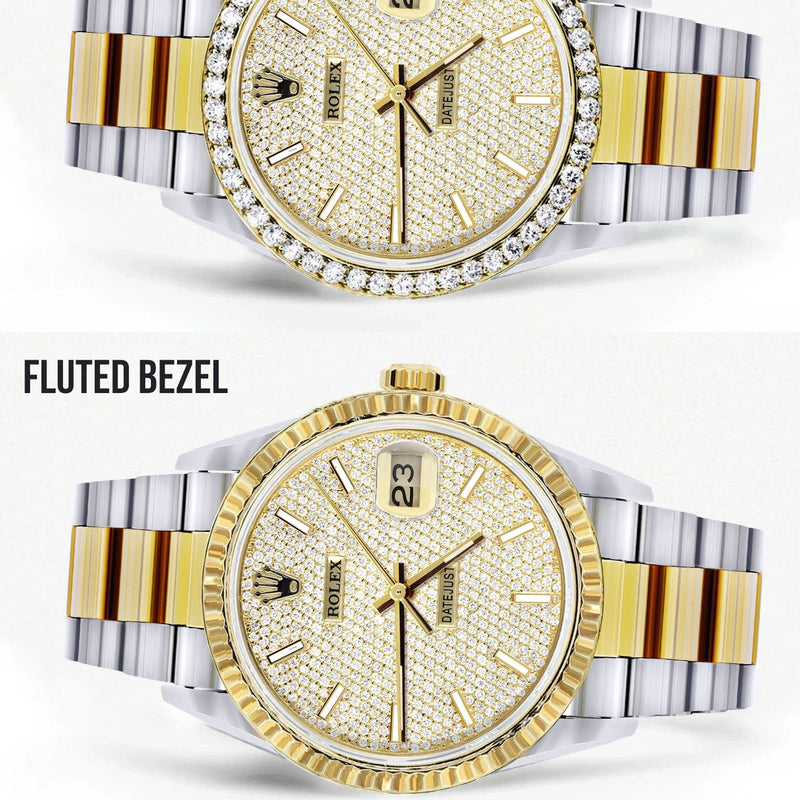 Diamond Gold Rolex Watch For Men 16233 | 36 MM | Full Diamond Dial | Oyster Band