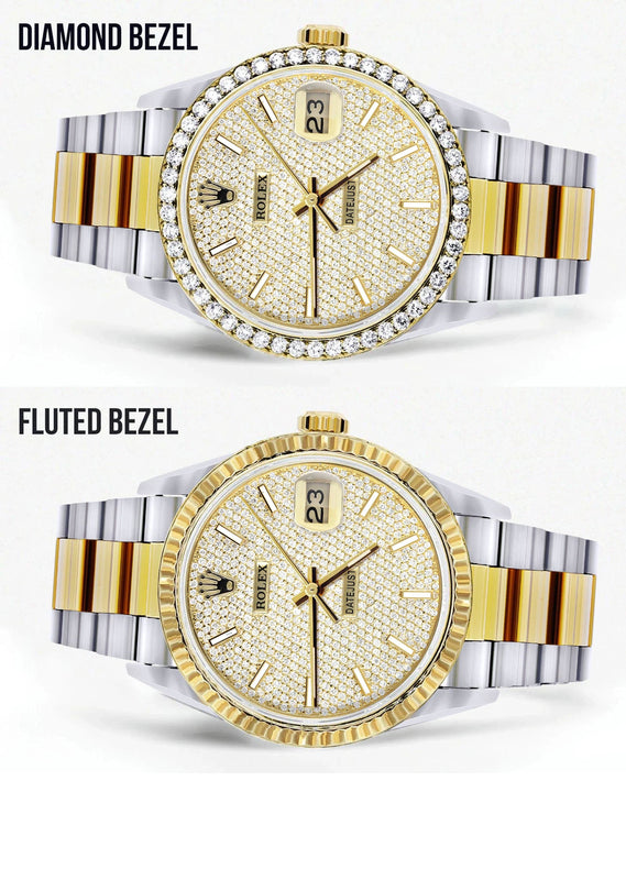 Diamond Gold Rolex Watch For Men 16233 | 36 MM | Full Diamond Dial | Oyster Band