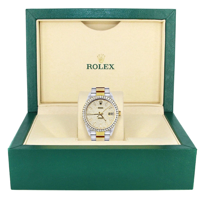 Diamond Gold Rolex Watch For Men 16233 | 36 MM | Full Diamond Dial | Oyster Band