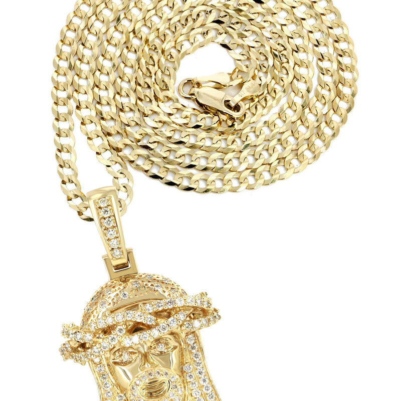 14K Yellow Gold Jesus Head Diamond Necklace | 3 Carats