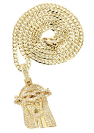 14K Yellow Gold Jesus Head Diamond Necklace | 3 Carats