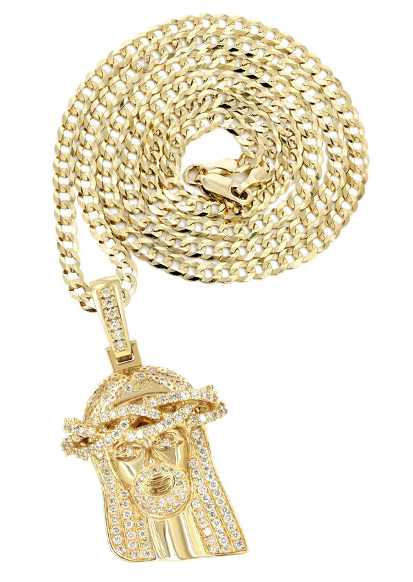 14K Yellow Gold Jesus Head Diamond Necklace | 3 Carats