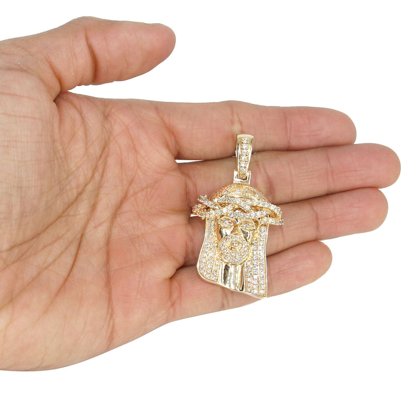 14K Yellow Gold Jesus Head Diamond Necklace | 3 Carats