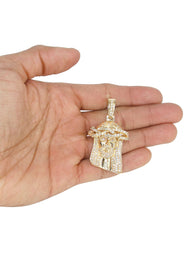 14K Yellow Gold Jesus Head Diamond Necklace | 3 Carats