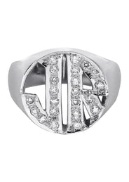 14K White Gold Initials Name Ring | Appx. 9.2 Grams