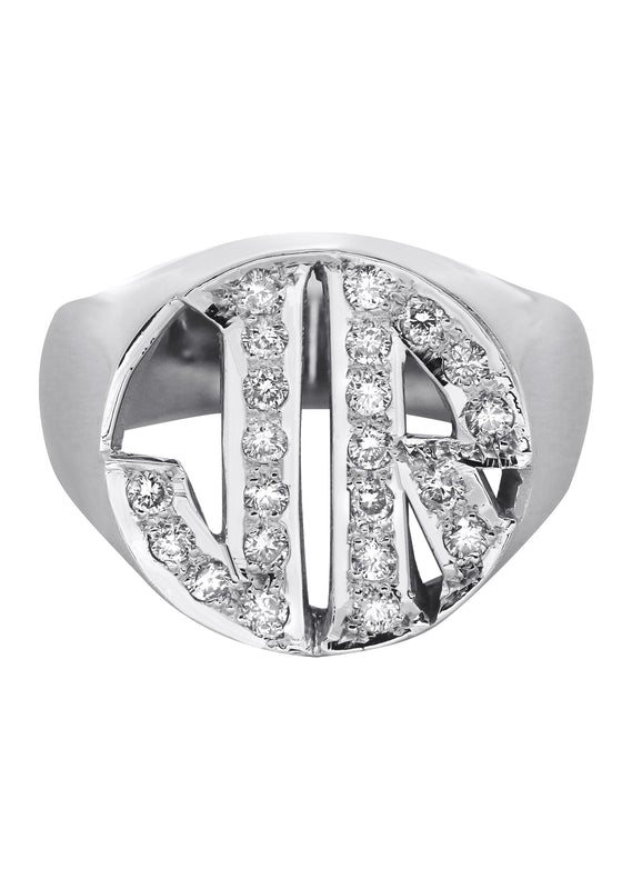 14K White Gold Initials Name Ring | Appx. 9.2 Grams