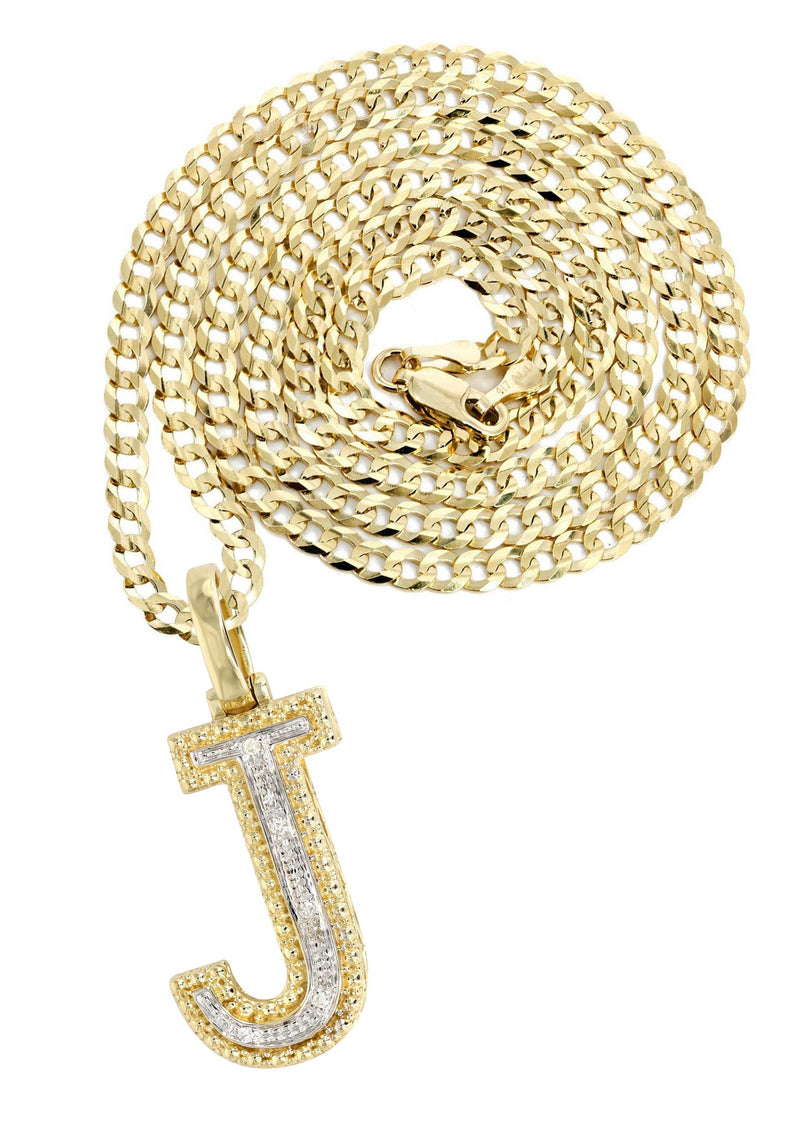 Diamond 10K Yellow Gold Letter "J" Necklace | Appx. 12.6 Grams