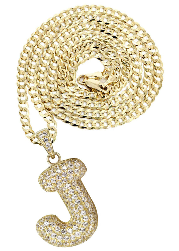10K Yellow Gold Bubble Letter 