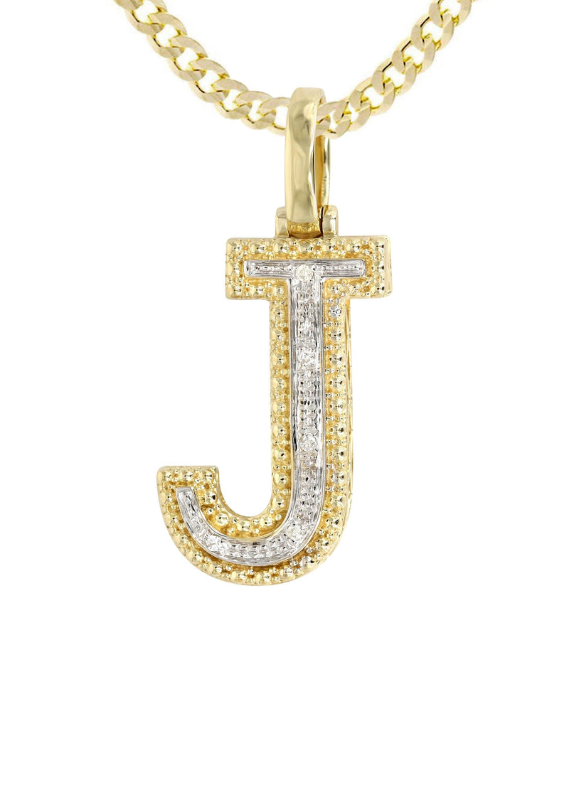 Diamond 10K Yellow Gold Letter "J" Necklace | Appx. 12.6 Grams