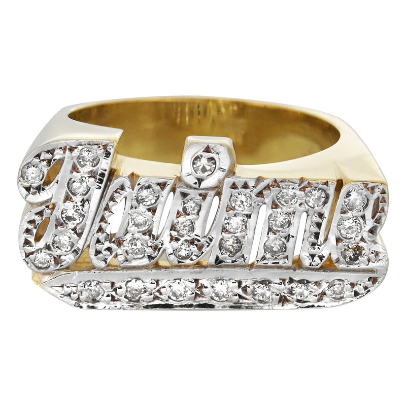 14K Diamond Two Tone Gold Name Ring | Appx. 9.5 Grams