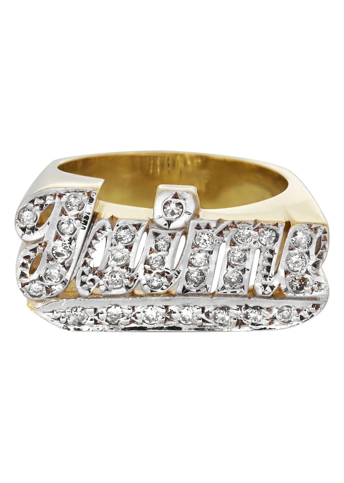 14K Diamond Two Tone Gold Name Ring | Appx. 9.5 Grams