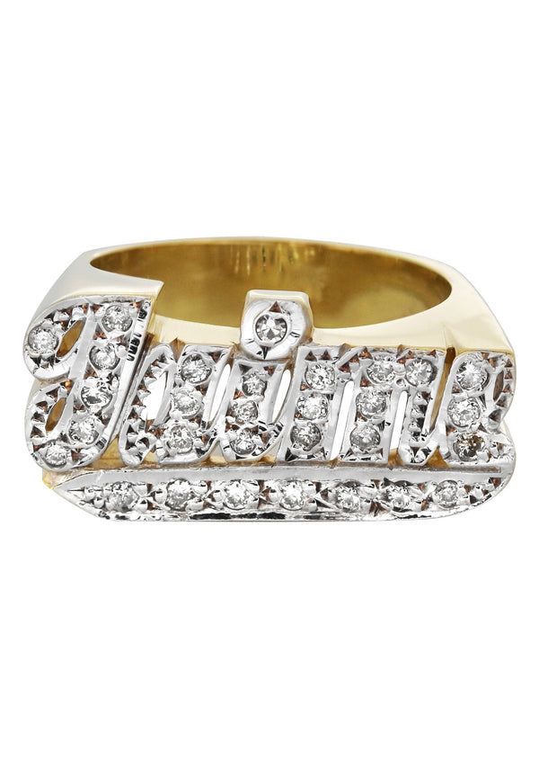 14K Diamond Two Tone Gold Name Ring | Appx. 9.5 Grams