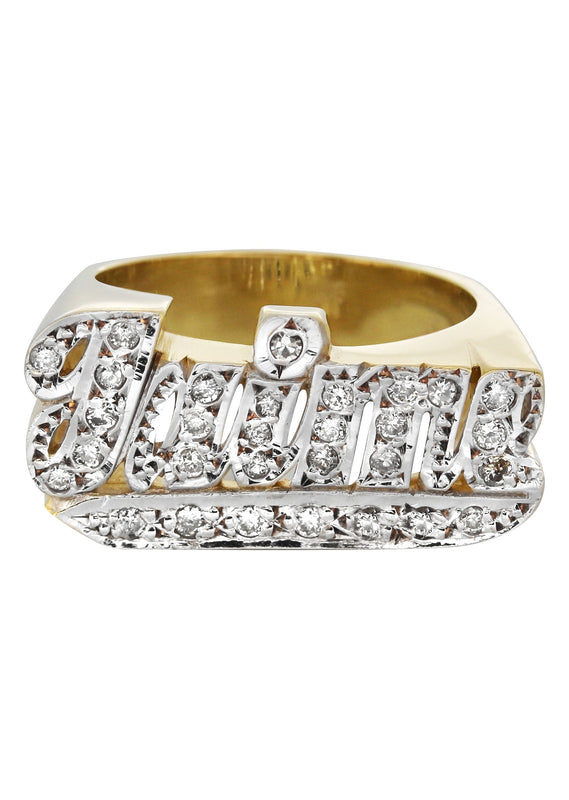 14K Diamond Two Tone Gold Name Ring | Appx. 9.5 Grams