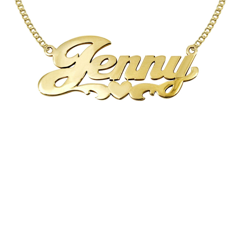 14K Gold  Plain Heart Name Plate Necklace | Style #67