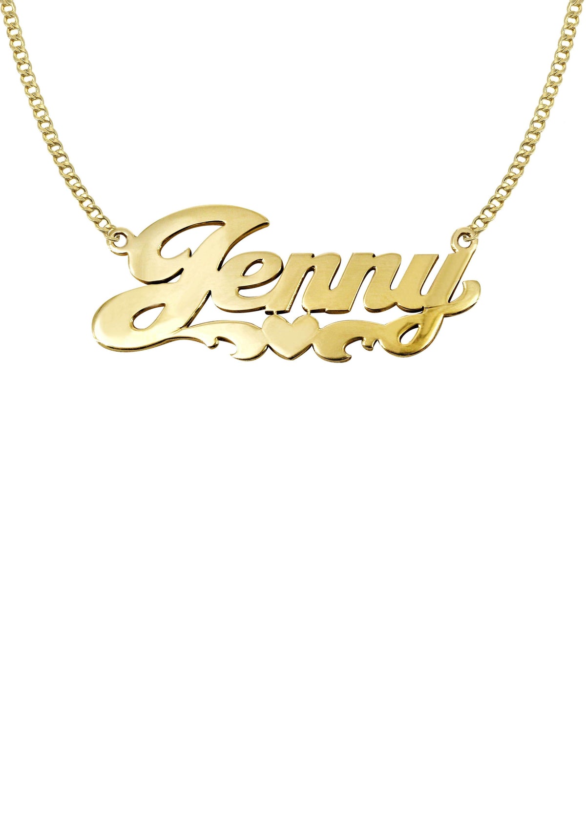 14K Gold  Plain Heart Name Plate Necklace | Style #67