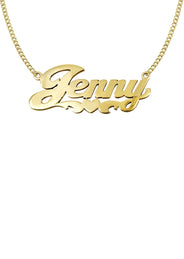 14K Gold  Plain Heart Name Plate Necklace | Style #67