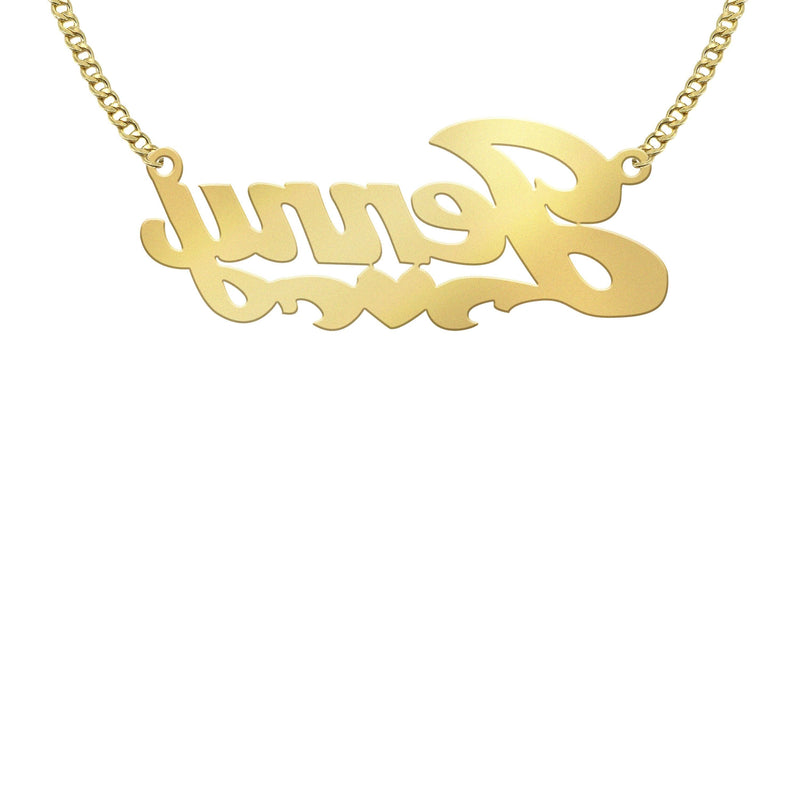 14K Gold  Plain Heart Name Plate Necklace | Style #67
