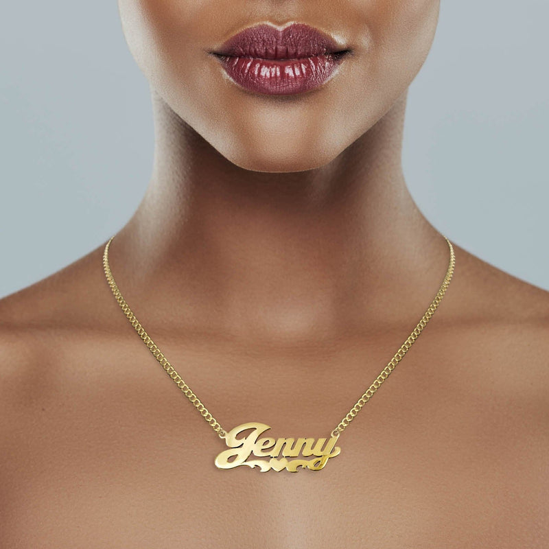 14K Gold  Plain Heart Name Plate Necklace | Style #67