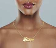 14K Gold  Plain Heart Name Plate Necklace | Style #67