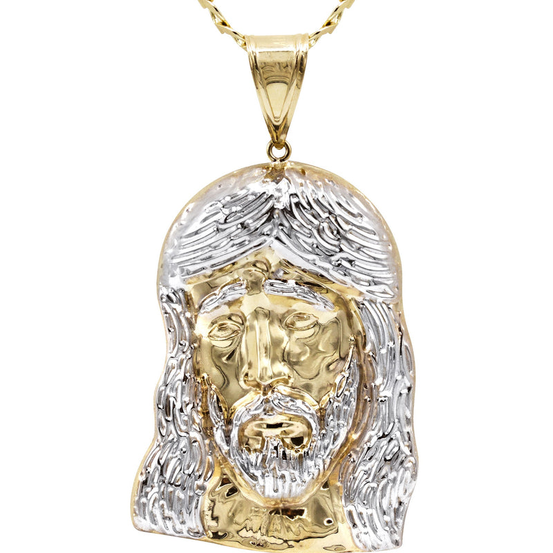 10K Yellow Gold Jesus Head Necklace | Small 8 Grams - Large 24 Grams