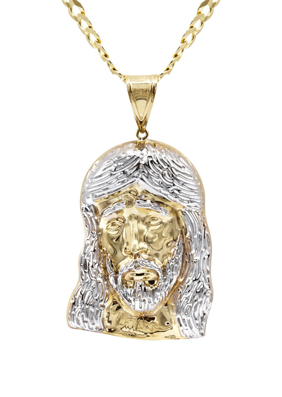 10K Yellow Gold Jesus Head Necklace | Small 8 Grams - Large 24 Grams