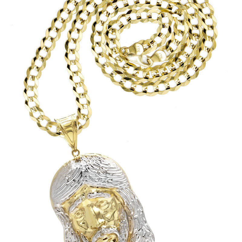 10K Yellow Gold Jesus Head Necklace | Small 8 Grams - Large 24 Grams