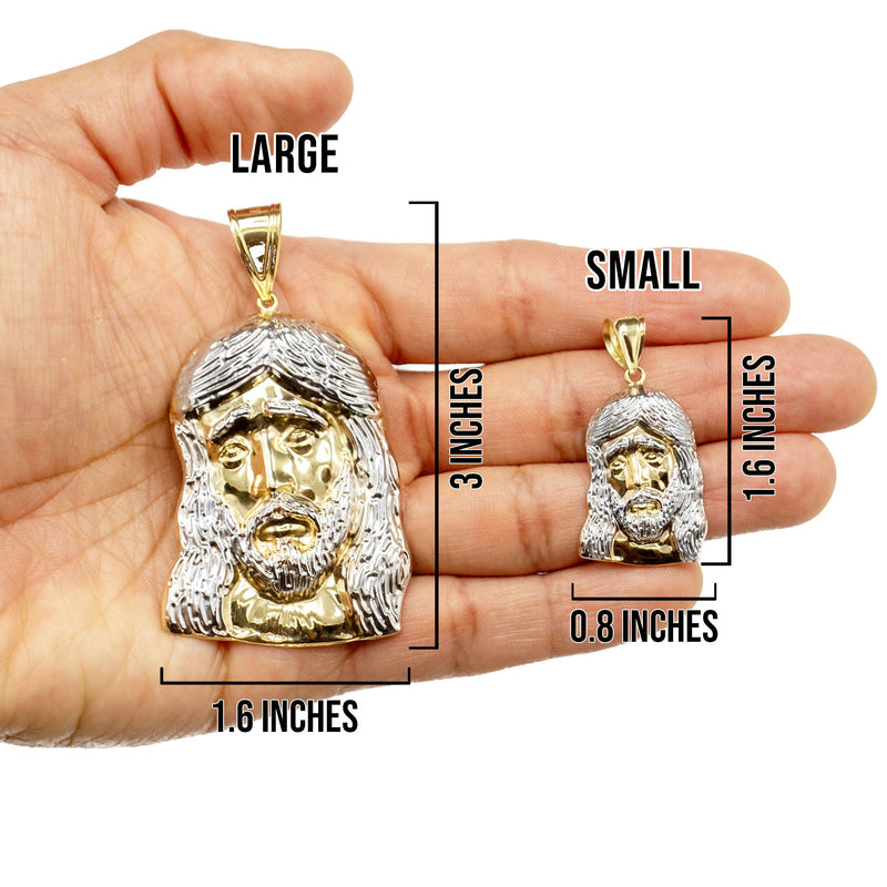 10K Yellow Gold Jesus Head Necklace | Small 8 Grams - Large 24 Grams