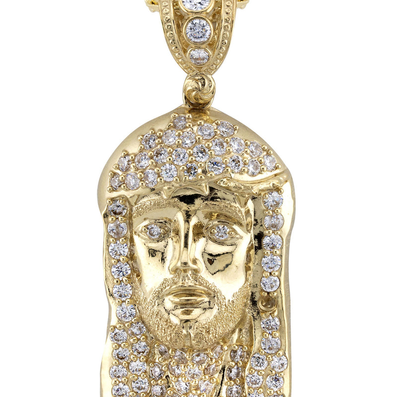 10K Yellow Gold Jesus Head Necklace | Small 12 Grams - Large 27 Grams