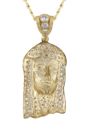 10K Yellow Gold Jesus Head Necklace | Small 12 Grams - Large 27 Grams
