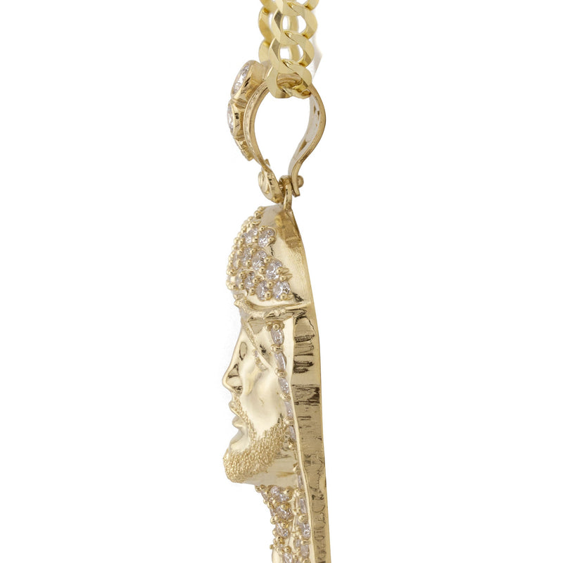10K Yellow Gold Jesus Head Necklace | Small 12 Grams - Large 27 Grams