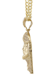10K Yellow Gold Jesus Head Necklace | Small 12 Grams - Large 27 Grams