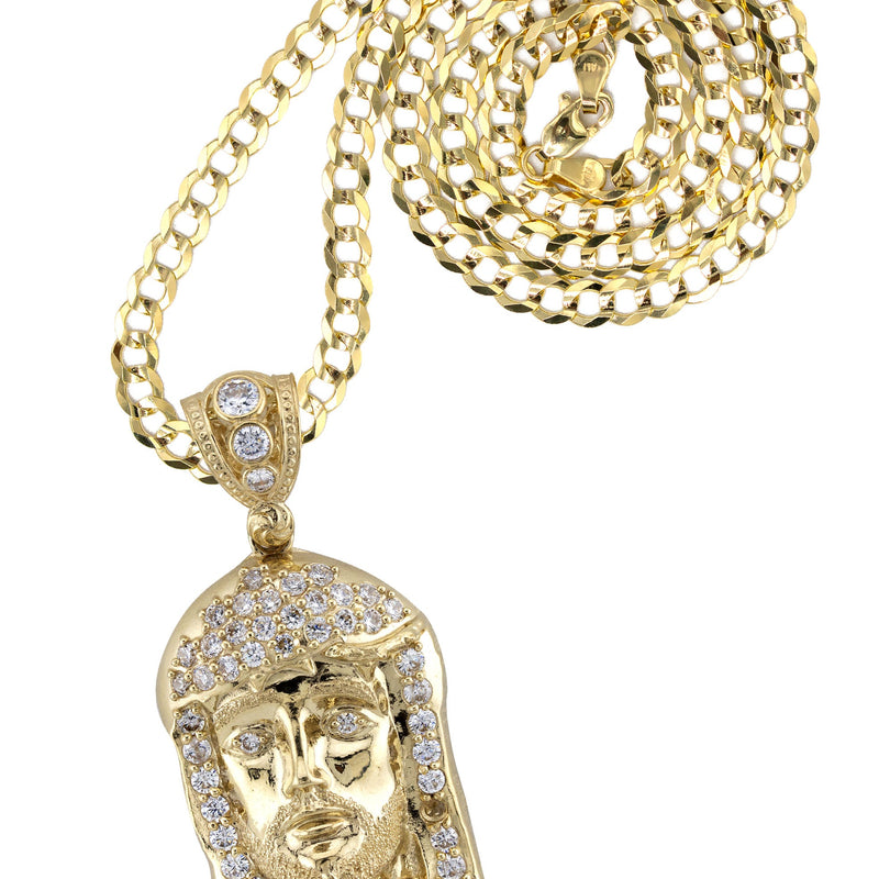 10K Yellow Gold Jesus Head Necklace | Small 12 Grams - Large 27 Grams