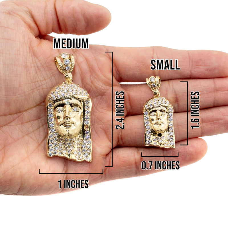 10K Yellow Gold Jesus Head Necklace | Small 12 Grams - Large 27 Grams