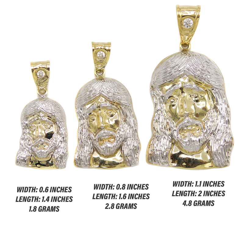 10K Gold Jesus Head Pendant | Customizable Size