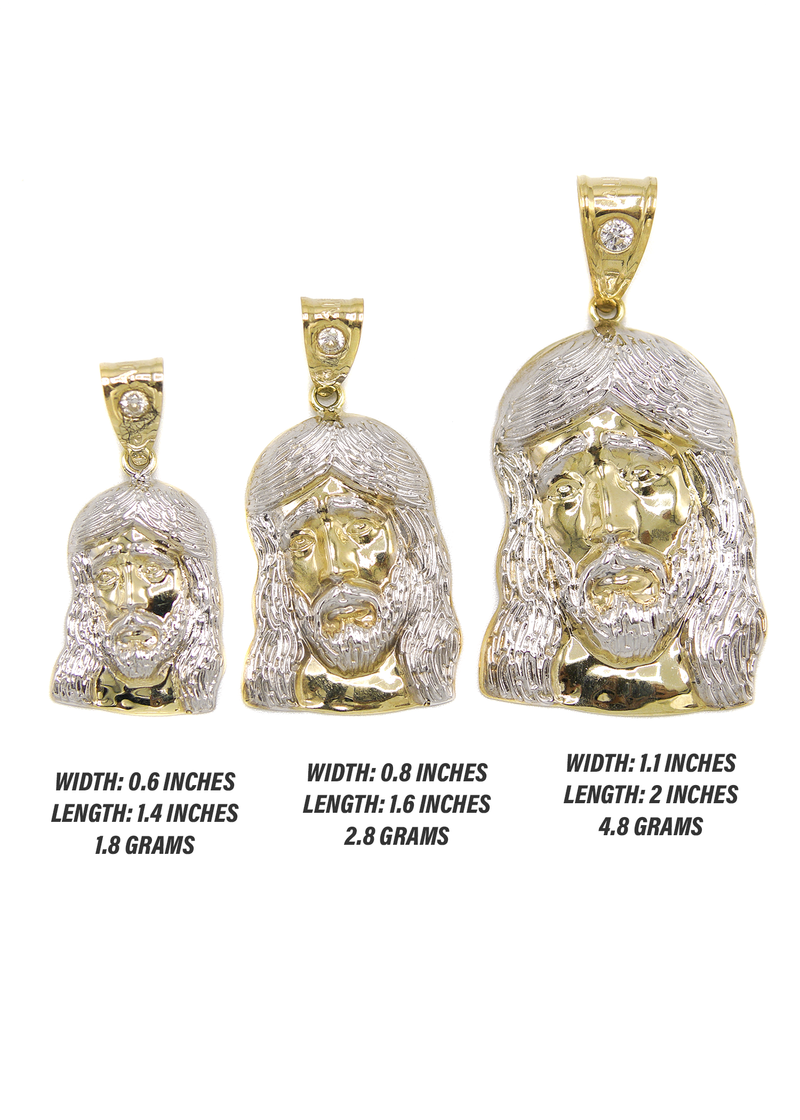 10K Gold Jesus Head Pendant | Customizable Size