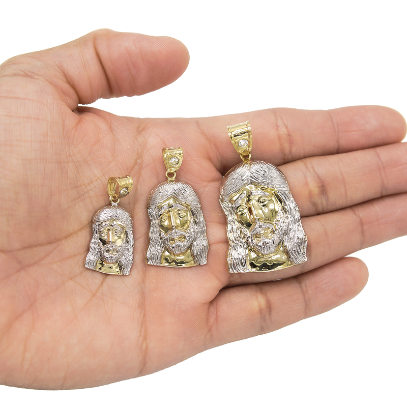 10K Gold Jesus Head Pendant | Customizable Size