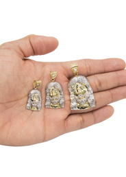 10K Gold Jesus Head Pendant | Customizable Size