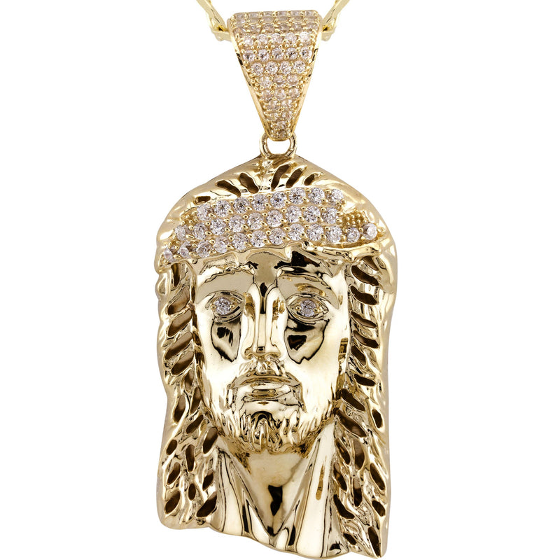 10K Yellow Gold Jesus Head Necklace | Small 7 Grams - Large 22 Grams