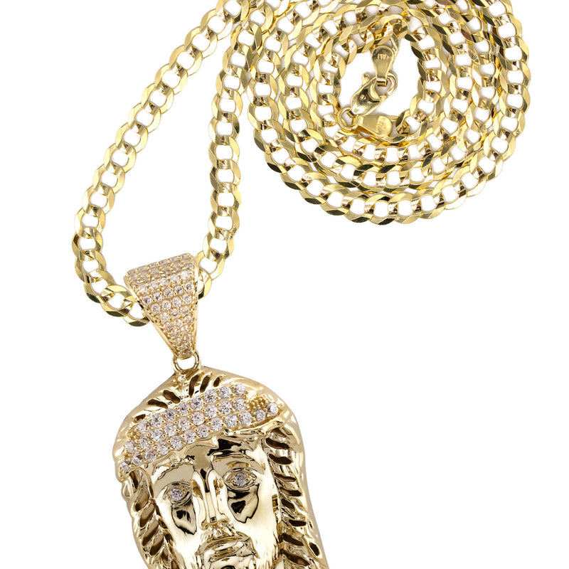 10K Yellow Gold Jesus Head Necklace | Small 7 Grams - Large 22 Grams