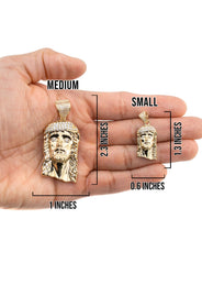 10K Yellow Gold Jesus Head Necklace | Small 7 Grams - Large 22 Grams