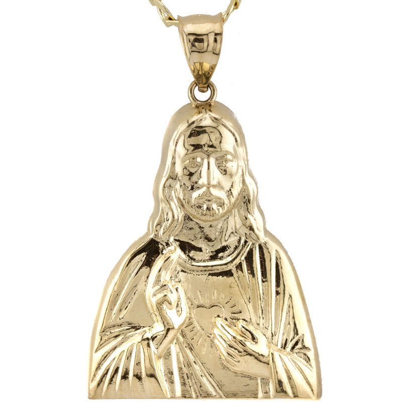 10K Yellow Gold Jesus Head Necklace | Small 8 Grams - Large 17 Grams