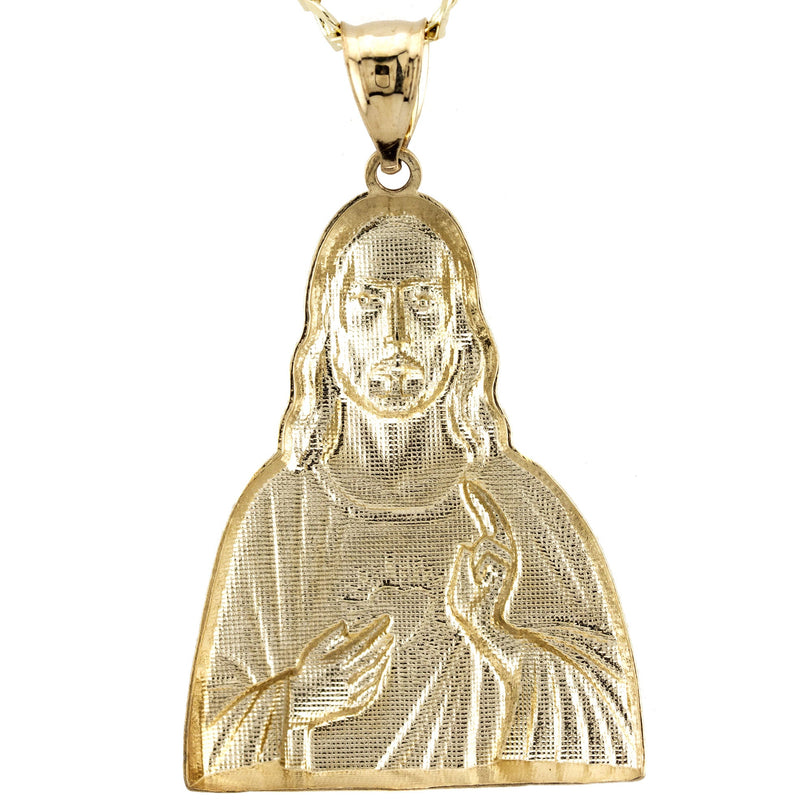 10K Yellow Gold Jesus Head Necklace | Small 8 Grams - Large 17 Grams